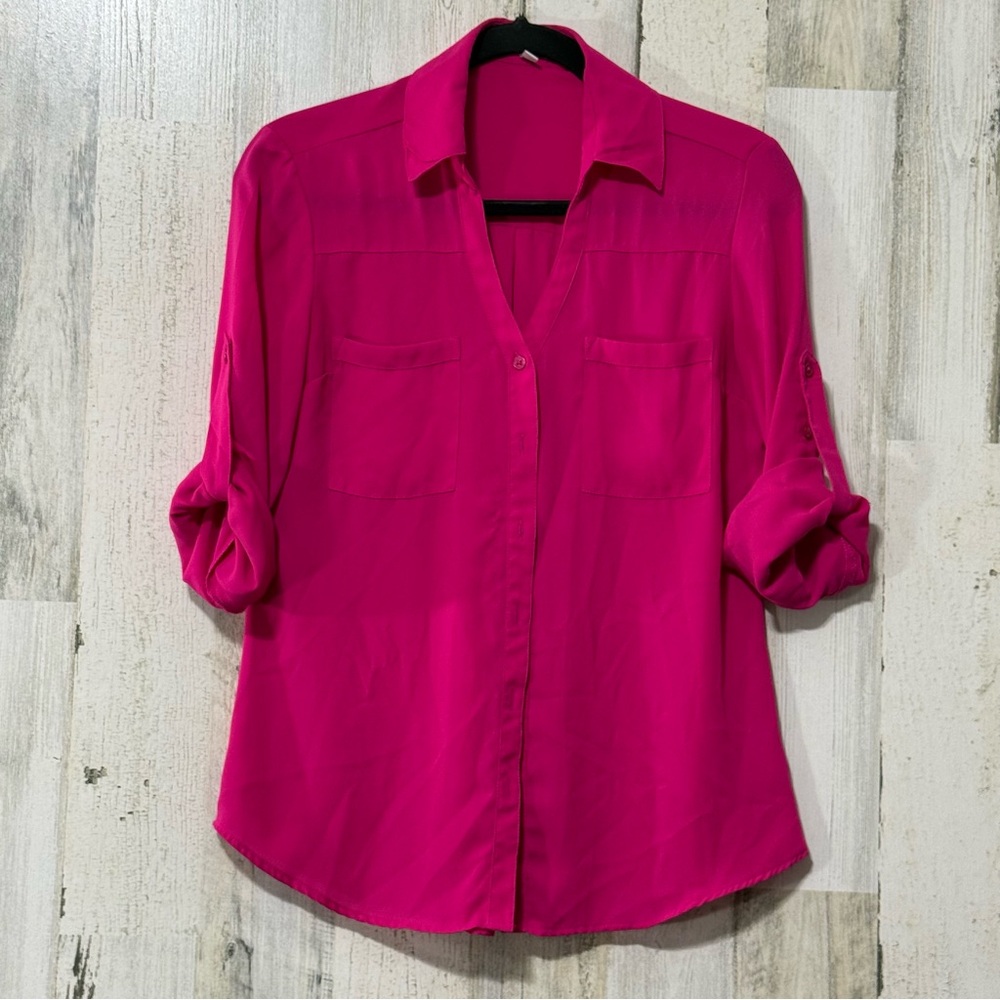 Express Fuchsia Button-Down Shirt